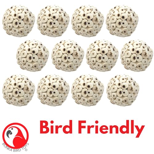 Bonka Bird Toys Mini Sola Atta Balls Foot Talon Craft Part Parrot Cage Toy Cockatiel, Conure, Caiques, and Similar Breeds (3892 Pack 12) - size: Pack 12
