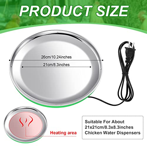 Hortsun 2 Pcs Chicken Water Heater 110V 38W Heated Base for Winter, Green | Poultry Drinker Base, Reaches 140F Surface Temp, Electric Deicer Prevents Freezing, Keeps Waterer Liquid in Cold Weather - color: Green