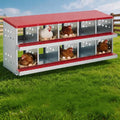 62.99" Metal Chicken Nesting Box, 10-Compartment 2-Tier Poultry Nest Box with Perch and Ventilation Holes, Red Roof Hen Laying Box for Up to 10 Chickens - color: Red A, size: 63.0"L x 18.9"W x 28.0"H