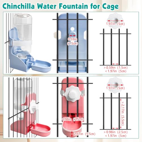kathson Rabbit Water Bottle, 17oz Hanging Water Fountain Automatic Dispenser No Leak WaterFeeder for Bunny Chinchilla Guinea Pig Hedgehog Ferret - size: 2PCS Water Dispenser, Blue+Pink