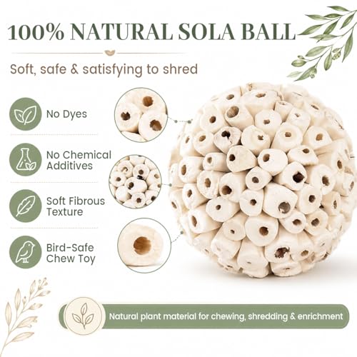 Bird Toys Sola Balls 2.36'' - 6PCS, Bird Foraging Toy, Soft Sola Atta Ball, Parrot Chew Shred Toy for Sharpening Claws and Beaks for Cockatiel, Parakeets, Conure, Love Birds, Budgie and Small Birds - color: 6 PK