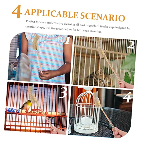 ibasenice 1set Bird Cage Cleaning Brush Steel and Copper Cage Supplies Extra Handle for Easy Cleaning of Bird Droppings Essential Tool - size: 24X3X2CM