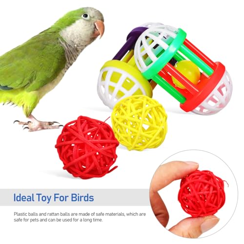 POPETPOP Bird Ball Toy - 12Pcs Plastic Pet Toy for Parakeet, Parrot, Finch Foraging & Preening - Colorful Training Bell Balls