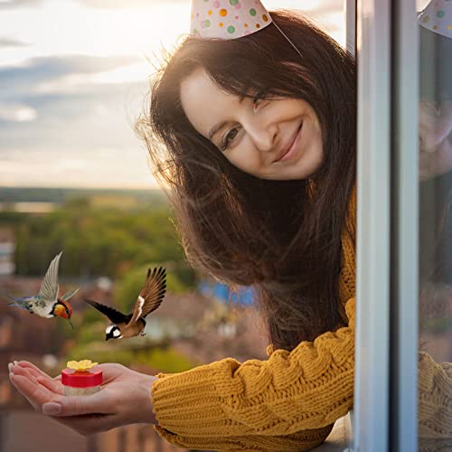 8 Pcs Hummingbird Feeder Handheld Window Flower Mini Hand Held Hummingbird Ring Feeders Wild Bird for Outdoors Backyard Birdwatcher Gifts Supplies(Clear Bottom) - color: Clear Bottom