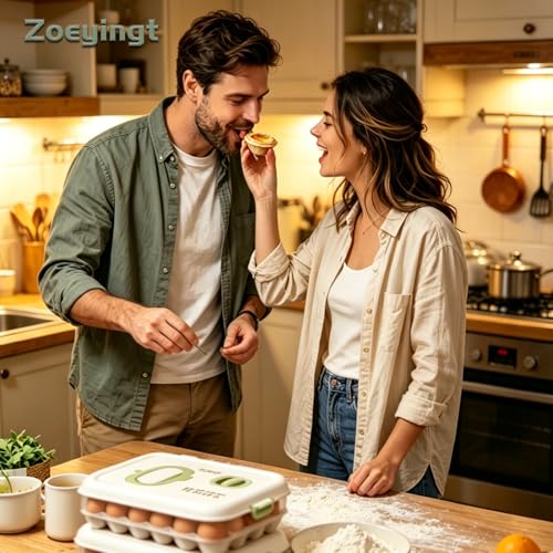 Egg Organizers for Refrigerator with Lids and Handle Home Kitchen Essentials Fridge Stackable Countertop Portable Clear Egg Containers Reusable and Storage for Keep Fresh -Pack of 2-