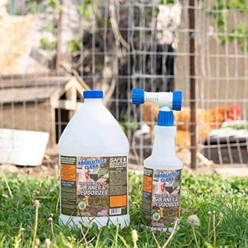 Absolutely Clean Chicken Coop Cleaner and Deodorizer, Veterinarian Approved, Powerful, Natural Enzyme Cleaner Safely Eliminate Tough Messes and Odors, Made in Colorado - style: 32 Fl Oz w/ Garden Sprayer