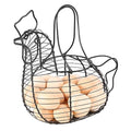 Flexzion Chicken Egg Holder, Black, Rectangular Wire Basket with Handle for Eggs, Fruits, Vegetables, Countertop, Farmhouse Rustic Style - size: Medium Chicken Basket