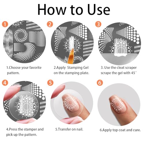 PH PandaHall 3pcs Dot Texture Nail Stamping PlatesDotted Stripe Nails Image Plates French Tip Nail Art Templates Geometric Nails Art Stamper for Women Manicures Salon DIY Design Printing - style: Dot Texture