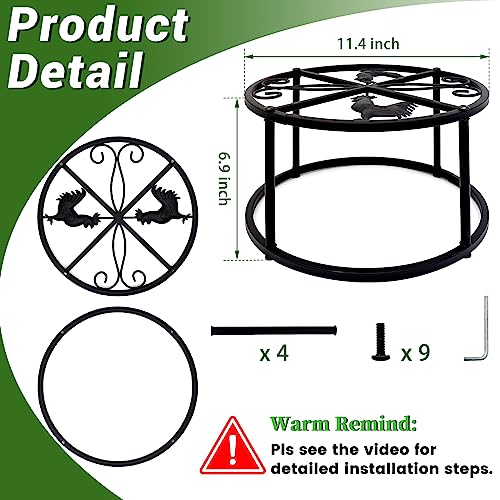 4Pcs Chicken Waterer Feeder Stand Metal Stand Rack with 4 Legs & Round Base Heavy Duty Supports Holder for Buckets Barrels Equipped Installed with Feeder Waterer Port for Coop Poultry Indoor Outdoor - color: 4 Legs Metal Stand-4pcs