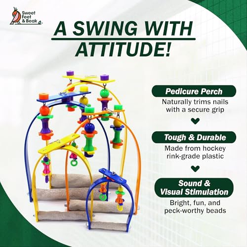 Sweet Feet and Beak Whirly Bird Swing, Large Indoor Pedicure Perch - size: Large