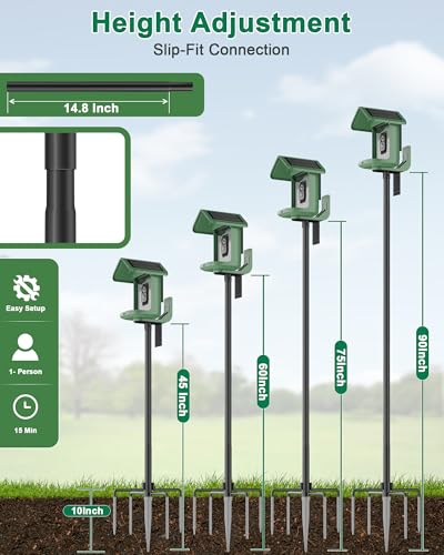 Bird Feeder Pole – 90 Inch Height Bird House Pole with 1-Inch Dia Heavy Duty for Birdfeeders, Feeding Stand with Mount Kit for Outdoor, Slip-Fit Connection, Black - color: Black, size: 90 Inch