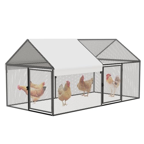 NUGRIART Metal Chicken Coop 79"×40"×40" Chicken Run with Waterproof Cover Portable Poultry Cage Walk in Hen House Outdoor Backyard Farm Animal Enclosure Crate Pet Playpen Exercise Pen for Rabbit Duck - size: 79.0"L x 40.0"W x 40.0"H