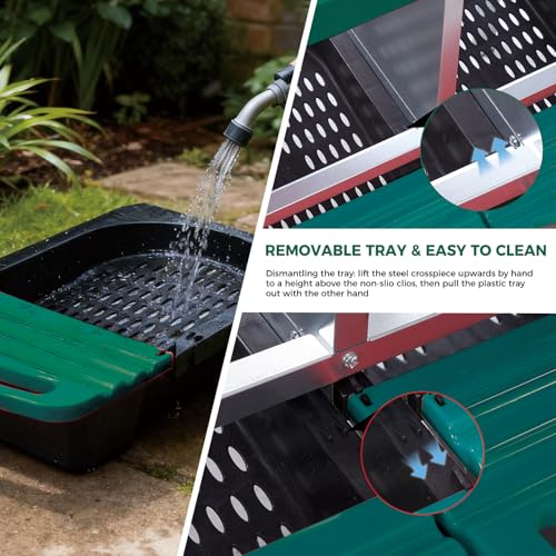 Chicken Nesting Box 3-Compartment Roll-Out with Pull-Out Trays, Egg Nesting Boxes for Hens, Chicken Coop Laying Box,Easy Wall Mounting with Metal Legs - color: green, size: 3 holes