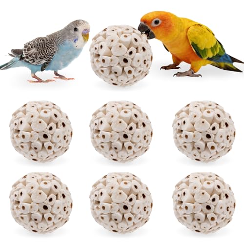 6PCS Natural Sola Balls Bird Chew Toys 2.36", Soft Shredding Biting Toy for Parakeets, Cockatiels, Budgies, Conures, Lovebirds & Small Pets