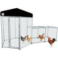 Hexagonal Metal Chicken coop with Cover for Yard, 12.5x6x7.5ft Large Chicken Run for 8 Chickens, Walk-in and Weatherproof Design Duck Pen, Thickened Black UV Protection Cover - size: 150.0"L x 90.0"W x 71.0"H