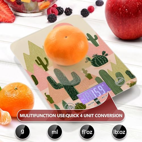 Food Scale Kitchen Scale Food Weight Scales Digital Weight Grams and Ounces Small Electronic Food Scale for Baking Cooking Boho Cacti Mountains Sun - color: Boho Cacti Mountains Sun