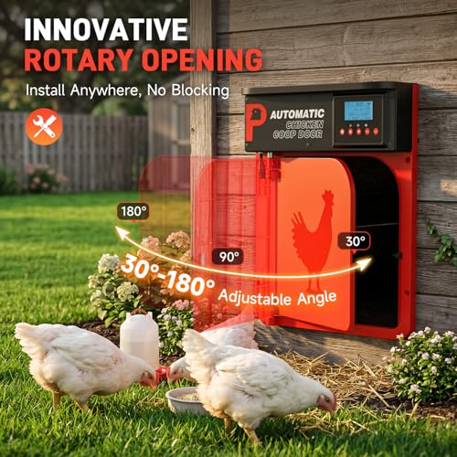 Automatic Chicken Coop Door with Solar Panel | Upgrade Door Opening, Anti-Pinch, Remote Control, Timer & Light Sensor, Weather Proof, 4 Modes, Easy Install