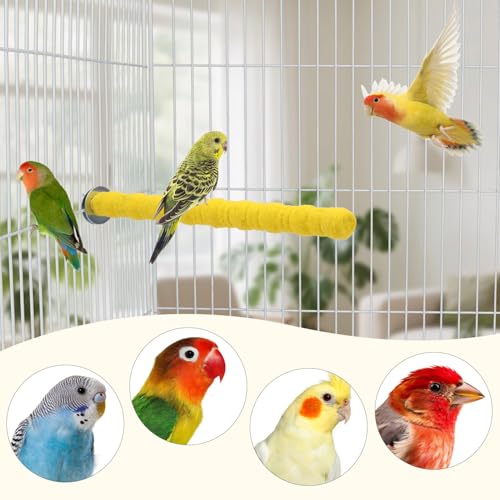 Litewoo Pet Bird Perch Parrot Rough-surfaced Stand Toy Branch Nature Wood Quartz Sand Branches Nail Perch for Small Medium Birds Cockatiel Parakeet Conure Cage Accessories (Yellow, 10.2in) - color: Yellow, 10.2in