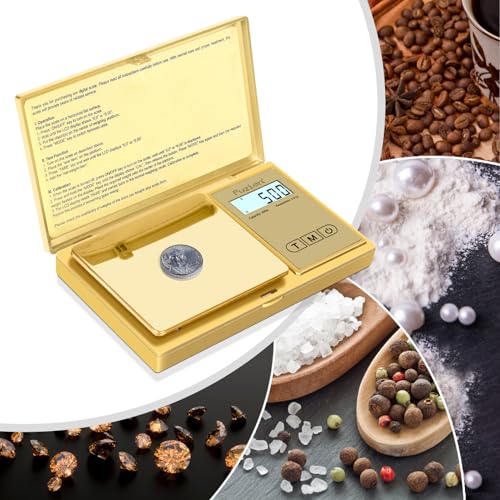 Fuzion Digital Pocket Gram Scale 0.01g x 200g - Jewelry Scale Portable | Easy of Use, Tare Function, 6 Modes Ounces Grains, Batteries Included, Mini Scale for Jewelry, Coins, Herb, Small Food - color: Gold