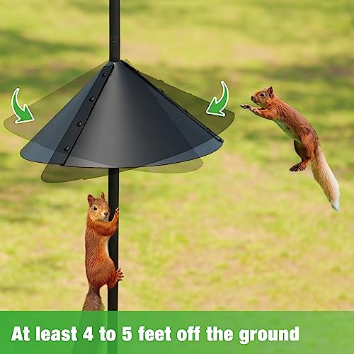 ERYTLLY Bird House Pole 80 Inch Bird Feeder Pole with Squirrel Baffle and 2 Hooks - Heavy Duty Bluebird Feeder Support Rod Stand Set for Outside, Yard, Garden - size: 80 in with 2 Hooks and Baffle Kit