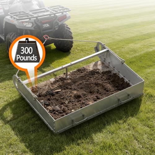 Pasture Manure Scoop Silver | Tow Behind Manure Scoop for Horses Paddocks, Picks Up for Small Manure from Horse, Instead of a Manure Fork ATV Rake
