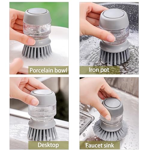 Soap Dispenser Dish Brush Palm Brush Scrub Brush Equipped with Storage Bracket and Drainage Base,Easy to Clean Kitchen Utensils and Sink, Includes a Replaceable Brush（Green） - color: Green