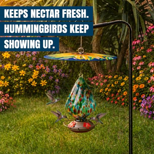 MEKKAPRO Bird Feeder Baffle & Rain Guard, 32cm Weatherproof, Yellow | Sunflower Pattern Shields Feed from Rain, Fits Hummingbird, Tube, Thistle & Hopper Feeders, Rust-Proof Steel Hardware, S-Hook - color: Yellow Flower