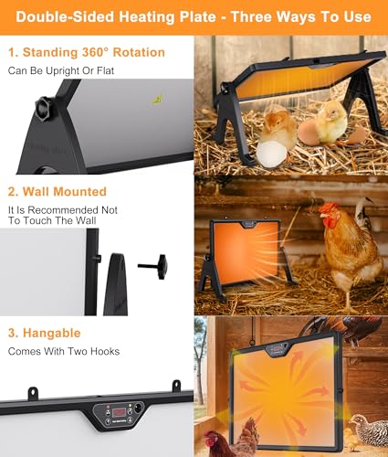 Smart Chicken Coop Heater Coop Radiant Heat Panel | Built-in Temperature Sensor, Chicken Heater Inside Coop for Winter, Adaptable to Timer and Temp Controllers, ETL UL Compliant