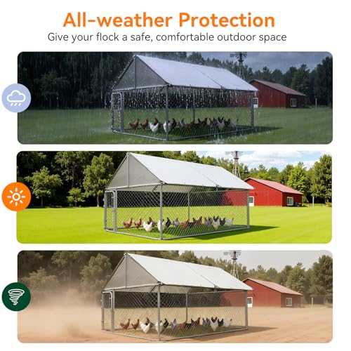 Chicken Coop Cover Waterproof, 11.7x6.7ft Tarp for Walk-in Chicken Run,2pcs | 2pcs, 420D Oxford Fabric, UV Resistant, Ball Bungees Included, Tool-free Installation, Fits Walk-in Chicken Coops