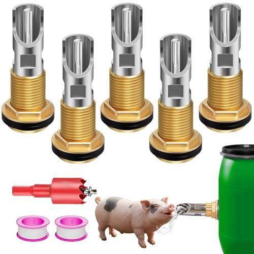 Pig Water Nipple，Pig Nipple Waterer for Barrel Kit，Automatic Pig Nipple Drinkers Kit，Piglets Nipple Feeders ，Hog Feeder Nipple