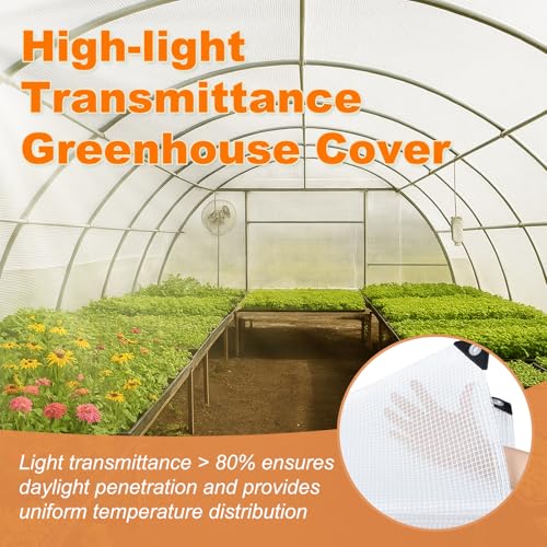 18 Mil Greenhouse Cover, 8x6 FT Clear Heavy Duty Greenhouse Tarp, UV Resistant Waterproof Green House Plastic Covering with Grommets for Garden, Farms, Nursery - size: Clear White 8FTx6FT