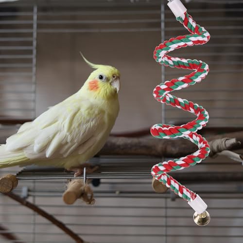Bird Rope Perch Swing, Rope Perch Standing Pole Accessory Climbing Swing Paw Grinding 39 Inch, (Colorful) Intended for Parrot/Parakeet/Budgies/Cockatiels/Lovebirds - color: Colorful, size: 39 Inch