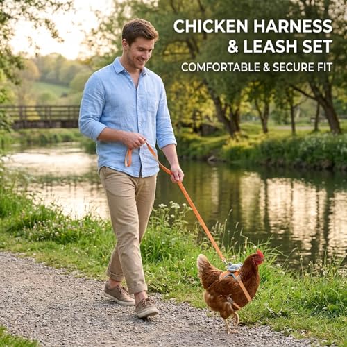 2 Pcs Chicken Harness and Leash Set, Adjustable Chicken Leash for Small Pets, Comfortable Fabric Design for Backyard Walking and Training, Secure Handling During Outdoor Activities
