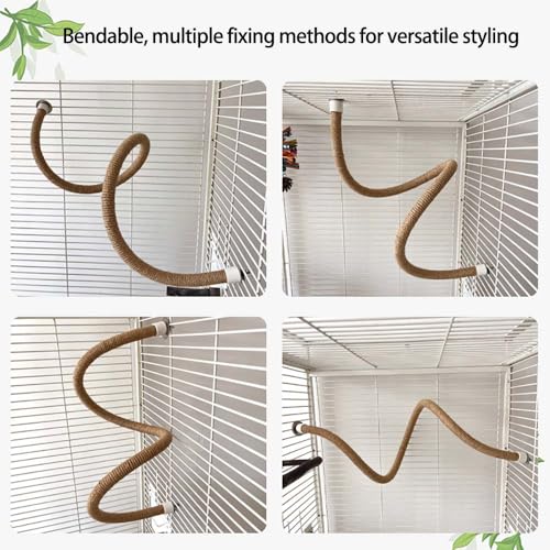 Bird Rope Perch, 100cm/39.3in Cotton Rope Spiral Toys Bird Bungee Rope Perches Parakeet Toys for Cockatiels Conures Lovebirds Finches