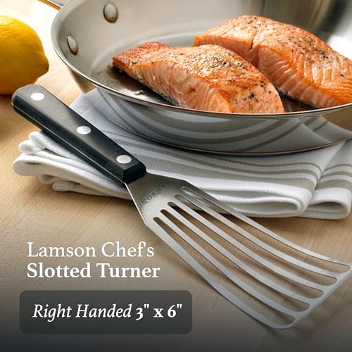Lamson Fish Spatula, Slotted Metal Turner, 3 x 6 In, Right Hand | Ultra Durable composite handle, dishwasher safe; flexible stainless blade; a dedicated left-handed model is available - color: UD Black RH, size: 3" x 6", style: Right Handed