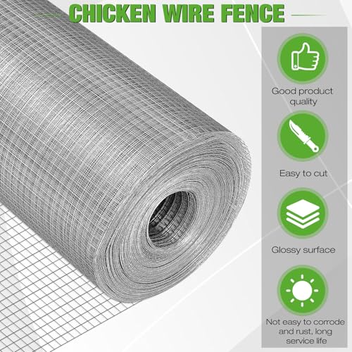 Tatuo Hardware Cloth 1/2 Inch 16in x 50ft Hot Dip Galvanized After Welded Cage Mesh Rolls 21 Gauge Metal Chicken Wire Roll Wire Fencing Poultry Netting for Raised Garden Rodent Animals - color: Silver, size: 16in X 50ft