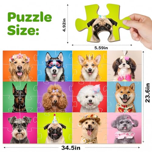 Jumbo Floor Puzzles for Kids Ages 3-5, 48 Piece Large Funny Dog Jigsaw Puzzles, Learning Educational Toys for Toddlers Ages 4-6 Preschool Educational Toys Gifts for Boys and Girls