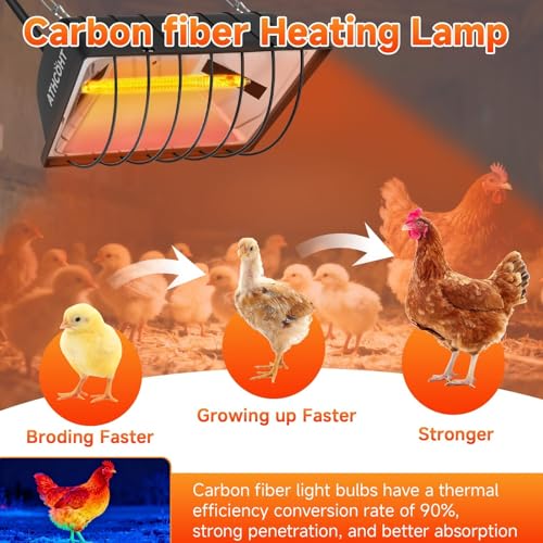 300W 2Mode Heat Lamp for Chickens,Brooder Heater 12000H Carbon Fiber Bulbs, 4PCs Heat Lamp Tubes, Adjustable Temp & Height, Waterproof Chicken Coop Heat Plate, UL-Certified Heater for Poultry, Pets - size: Regular(2 Frame + 4 Tubes)
