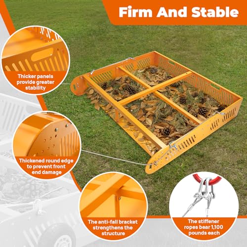 POPMOON 2-in-1 Horse Manure Fork & Tow Behind Trailer Manure Scooper 330lb | Heavy Duty 330lbs Capacity Paddock Cleaner, Easy Assemble Drag Manure Collector for Pasture, Farm & Yard Sweeper - size: 43.5" L - no wheels