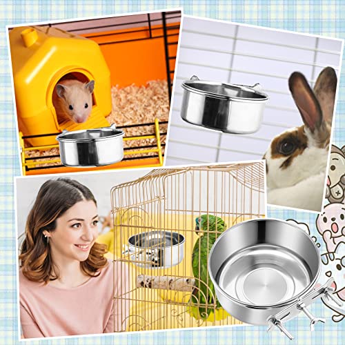 5 Pack Crate Water Dog Bowls 5 Size No Spill Hanging Dog Crate Bowl Stainless Steel Crate Water Cat Bowls Hanging Cage Kennel Dog Feeder Mountable Metal Dog Food Bowls for Dogs Cat Bird