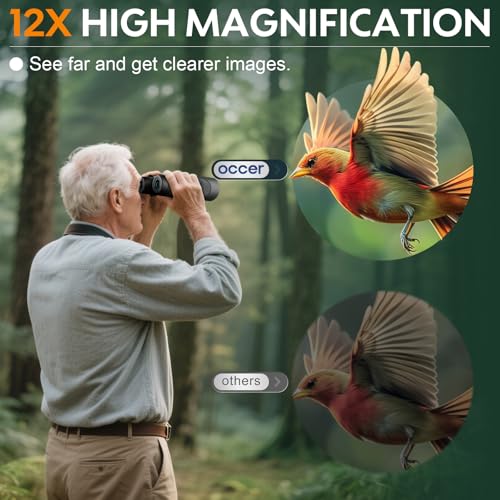 Occer 12x50 Binoculars for Adults High Powered for Bird Watching Hunting | Easy Focus, Large 50mm Objective Lens, Low Light Vision, Clear Image for Cruise Ship Travel Concert Stargazing, Gift for Men - color: Black