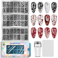 PH PandaHall 3pcs Swirls Nail Stamping Plates 42 Styles Vintage Swirly Nail Art Templates Romantic Swirl Floral Stainless Steel Image Plate Stencils with Tool for DIY Print Manicures Salon Design - style: Swirls