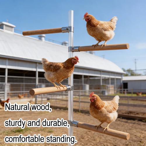 4pack Chicken Roosting Bars with Conectors, Adjustable & Replaceable Wood Bar (13" L) - size: 4pack Bars