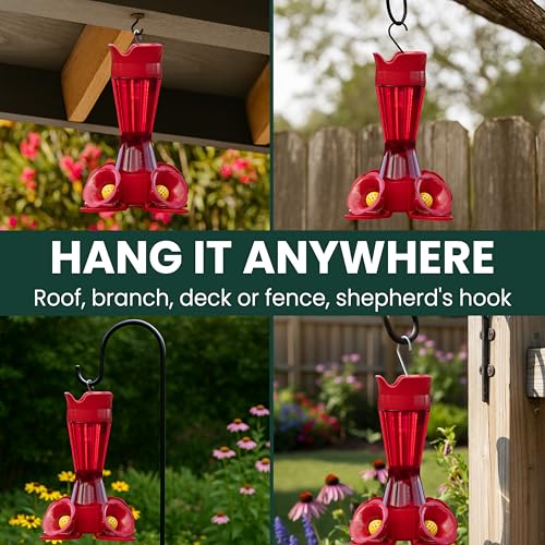 Perky-Pet Red Pinch-Waist Plastic Hummingbird Feeder, 8 oz Capacity | Built-in Bee Guards and Ant Moat for Outdoor Bird Feeding Station and Backyard Wildlife, Hummingbird Feeders for Outdoors - size: No Size