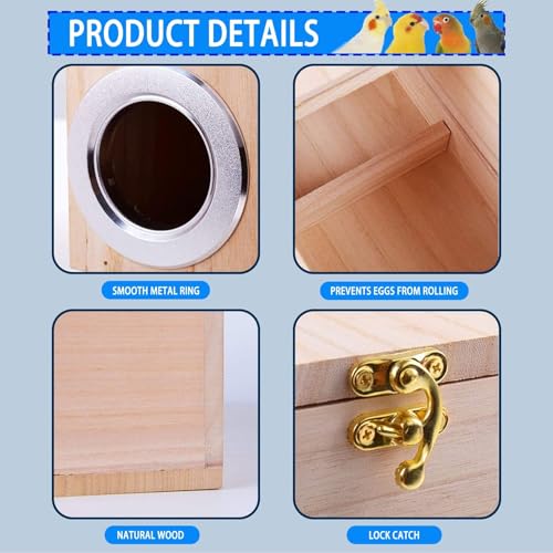kathson Parakeet Nesting Box,Wood Bird Nest House for Cage,Parrots Breeding Mating Boxes,Budgie Nesting Box for Conure,Lovebirds,Finch,Canary,Small and Medium-Sized Birds（M） - size: M-9.84 x 5.11 x 5.11in