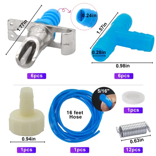 Automatic Rabbit Watering Kit Include 6 Nipple Drinker Feeders, ID 5/16" Hose, Barb Fittings to G1/2" Thread Connector | Automatic rabbit watering kit, 6 nipple drinkers, 5/16" hose, barb fittings G1/2" connector, poultry watering system