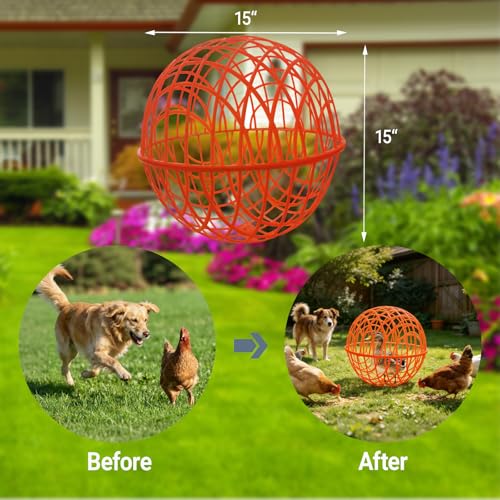15.7" Ball-Shaped Movable Chicken Coop,Pigeon Rabbit Duck Safe Walking Net,Preventing Trampled by Horse,Predation by Eagles,Dog Bites.Pet Removable Prevent Harassment Safety Hutch - color: Red