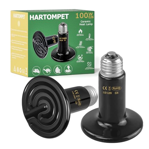 100W Ceramic Heat Emitter - Black Reptile Heat Bulb - No Light Infrared Reptile Heat Lamp for Lizards, Dogs, Cats - Ideal for Terrariums and Pet Brooder Coop Heating - Black