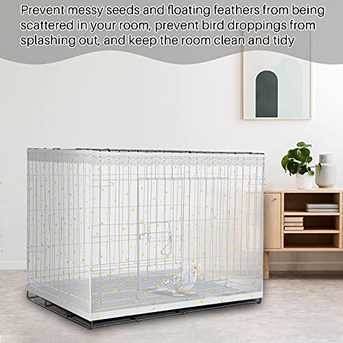 Shappy Large Bird Cage Cover, Bird Cage Seed Catcher, Adjustable Star Pattern Nylon Mesh Net for Parrot Parakeet Macaw Pet Supplies(White) - color: White
