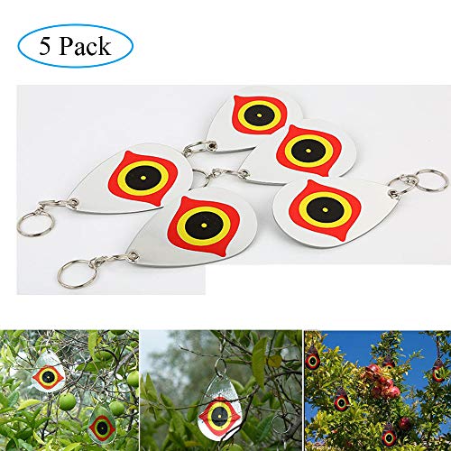 5 Pack Scare Eye Deterrent, Predator Eye for Birds | Hanging Devices to Keep Birds Away from Barns, Gardens, Windows, Warehouses - size: 5 Pack